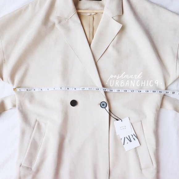 ZARA Faux Suede Belted Trench Coat Stone size M - Picture 9 of 15